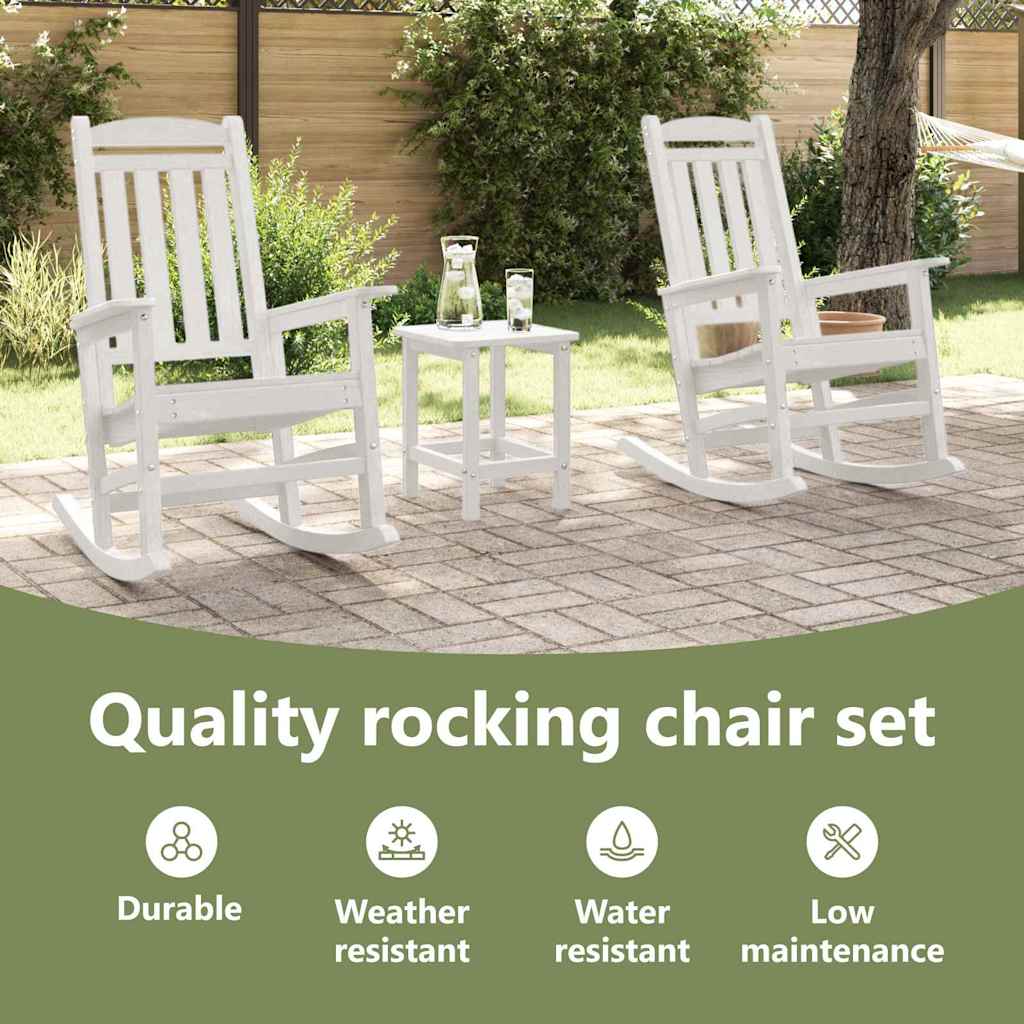 Rocking Chair 3 pcs White Polyethylene