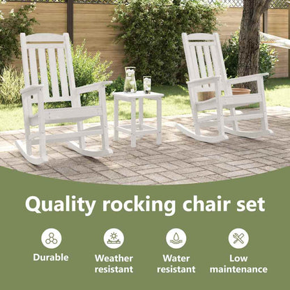 Rocking Chair 3 pcs White Polyethylene