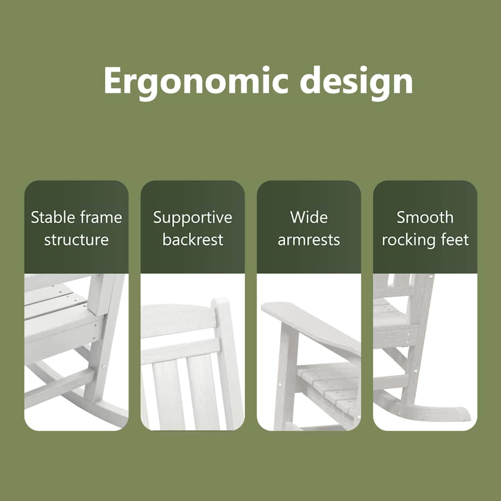 Rocking Chair 3 pcs White Polyethylene