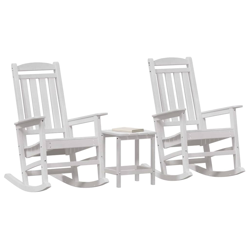 Rocking Chair 3 pcs White Polyethylene