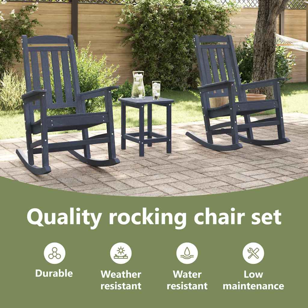 Rocking Chair 3 pcs Navy Polyethylene