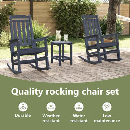 Rocking Chair 3 pcs Navy Polyethylene