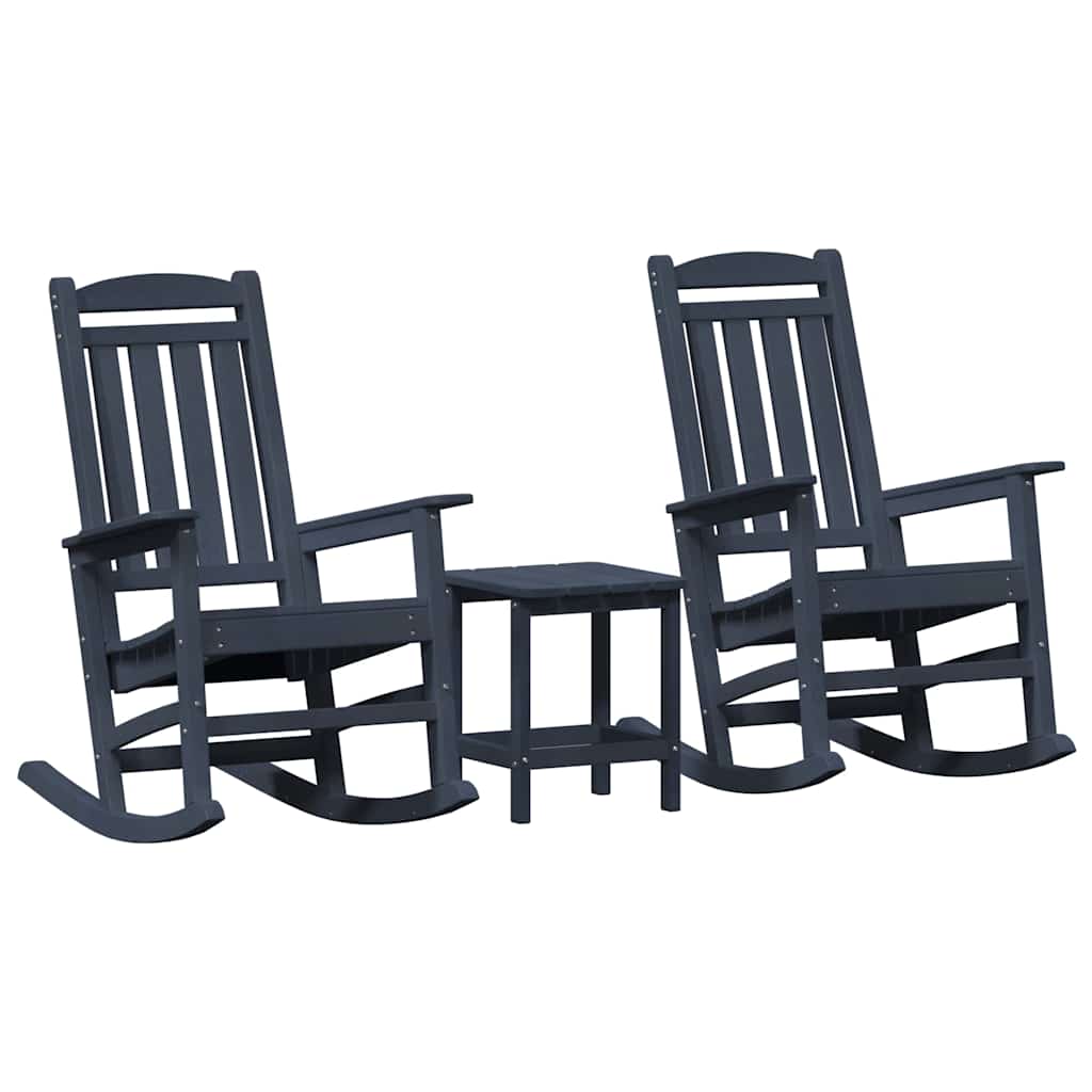 Rocking Chair 3 pcs Navy Polyethylene