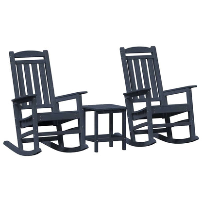 Rocking Chair 3 pcs Navy Polyethylene