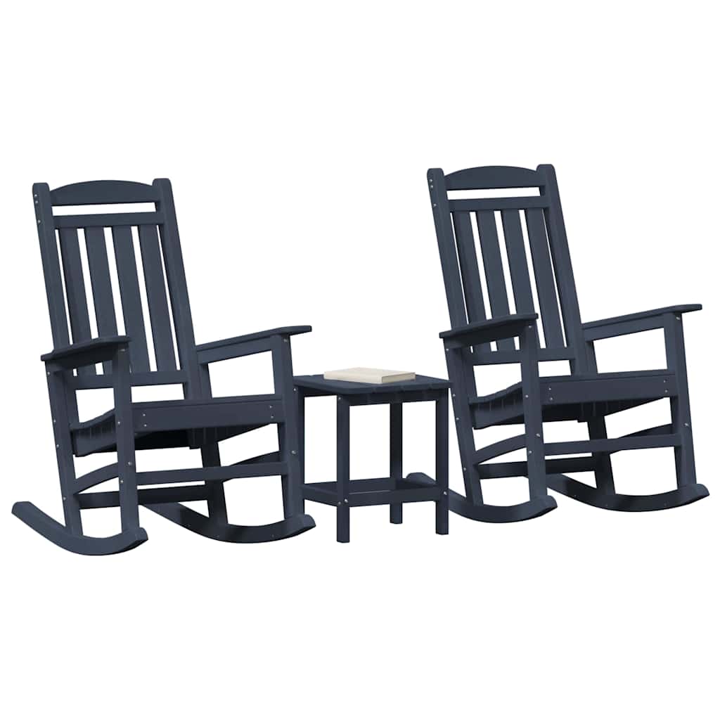 Rocking Chair 3 pcs Navy Polyethylene