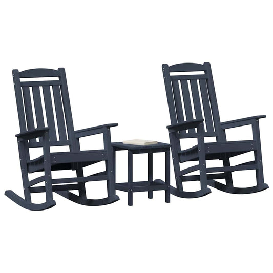 Rocking Chair 3 pcs Navy Polyethylene