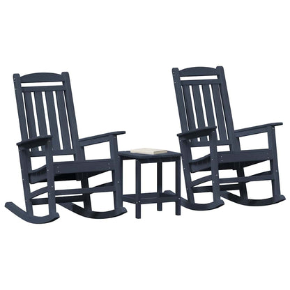 Rocking Chair 3 pcs Navy Polyethylene