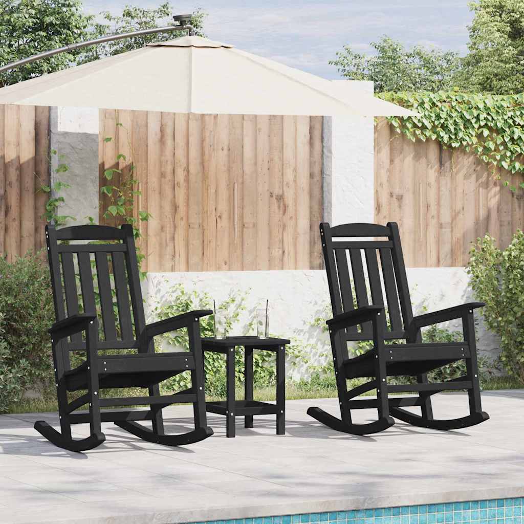 Rocking Chair 3 pcs Black Polyethylene