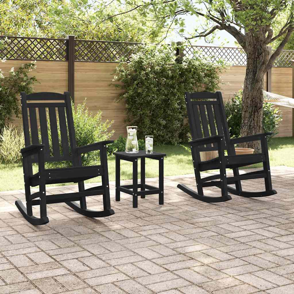 Rocking Chair 3 pcs Black Polyethylene