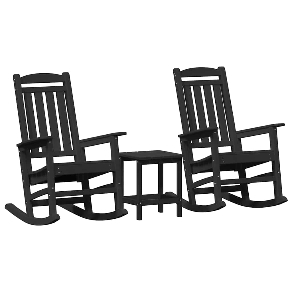 Rocking Chair 3 pcs Black Polyethylene