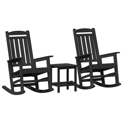 Rocking Chair 3 pcs Black Polyethylene