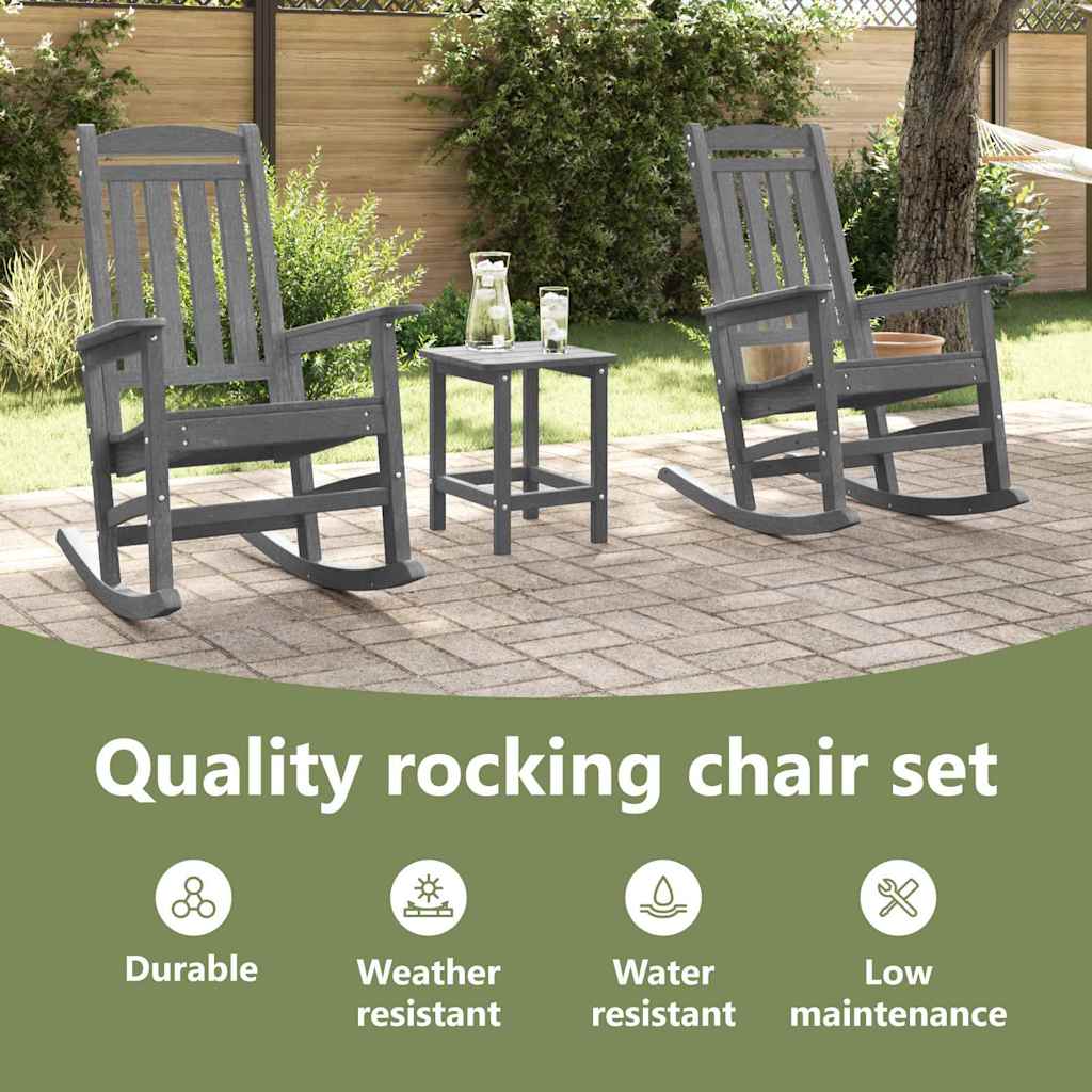 Rocking Chair 3 pcs Light Grey Polyethylene