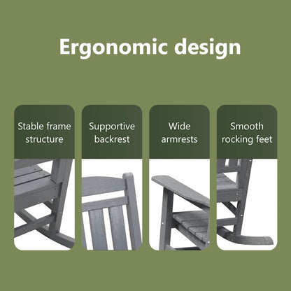 Rocking Chair 3 pcs Light Grey Polyethylene