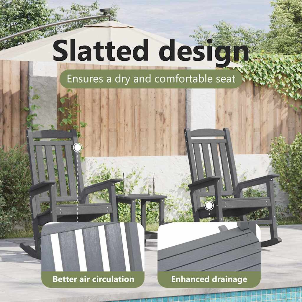 Rocking Chair 3 pcs Light Grey Polyethylene
