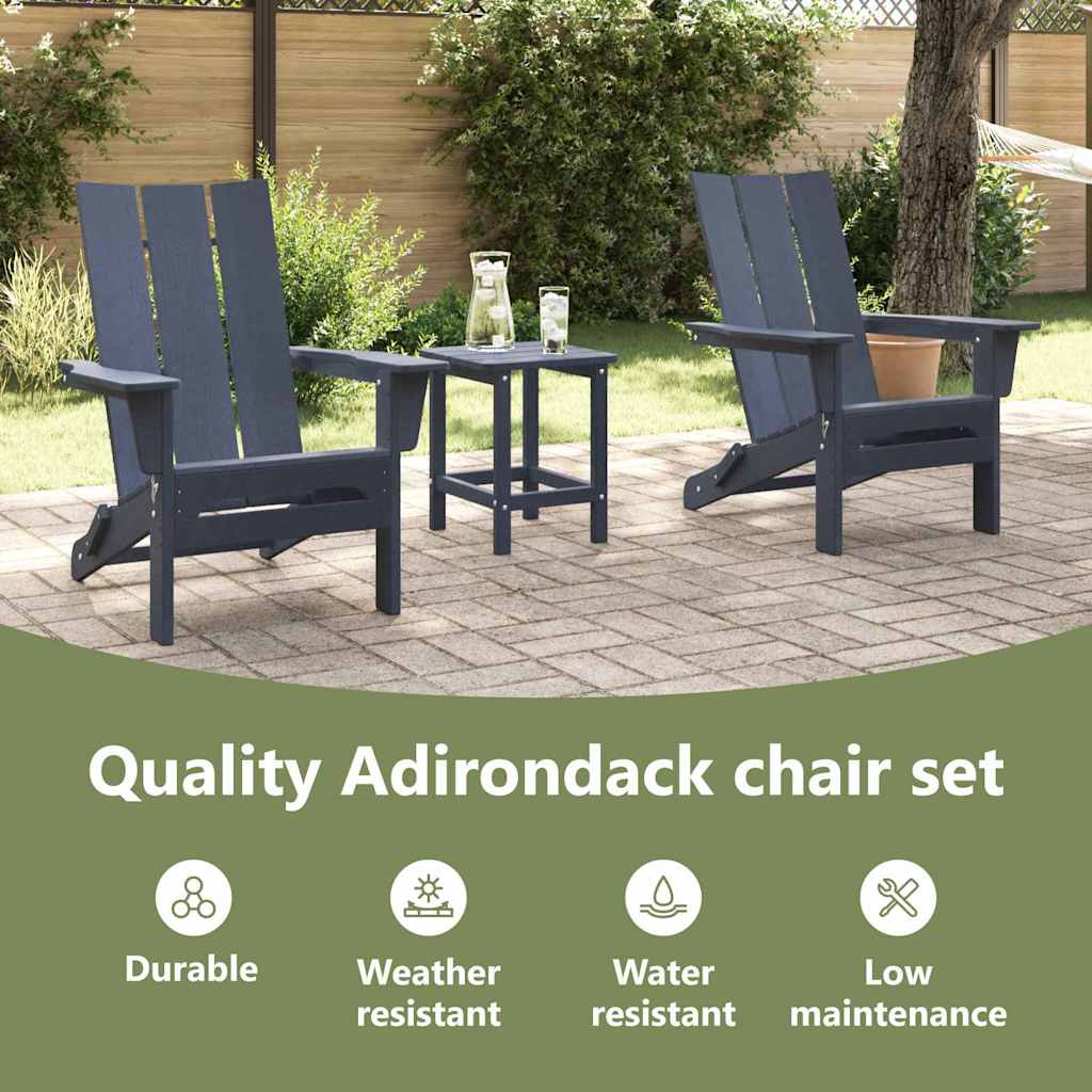 Garden Chair 3 pcs Navy 80.5 x 74.5 x 92 cm Polyethylene