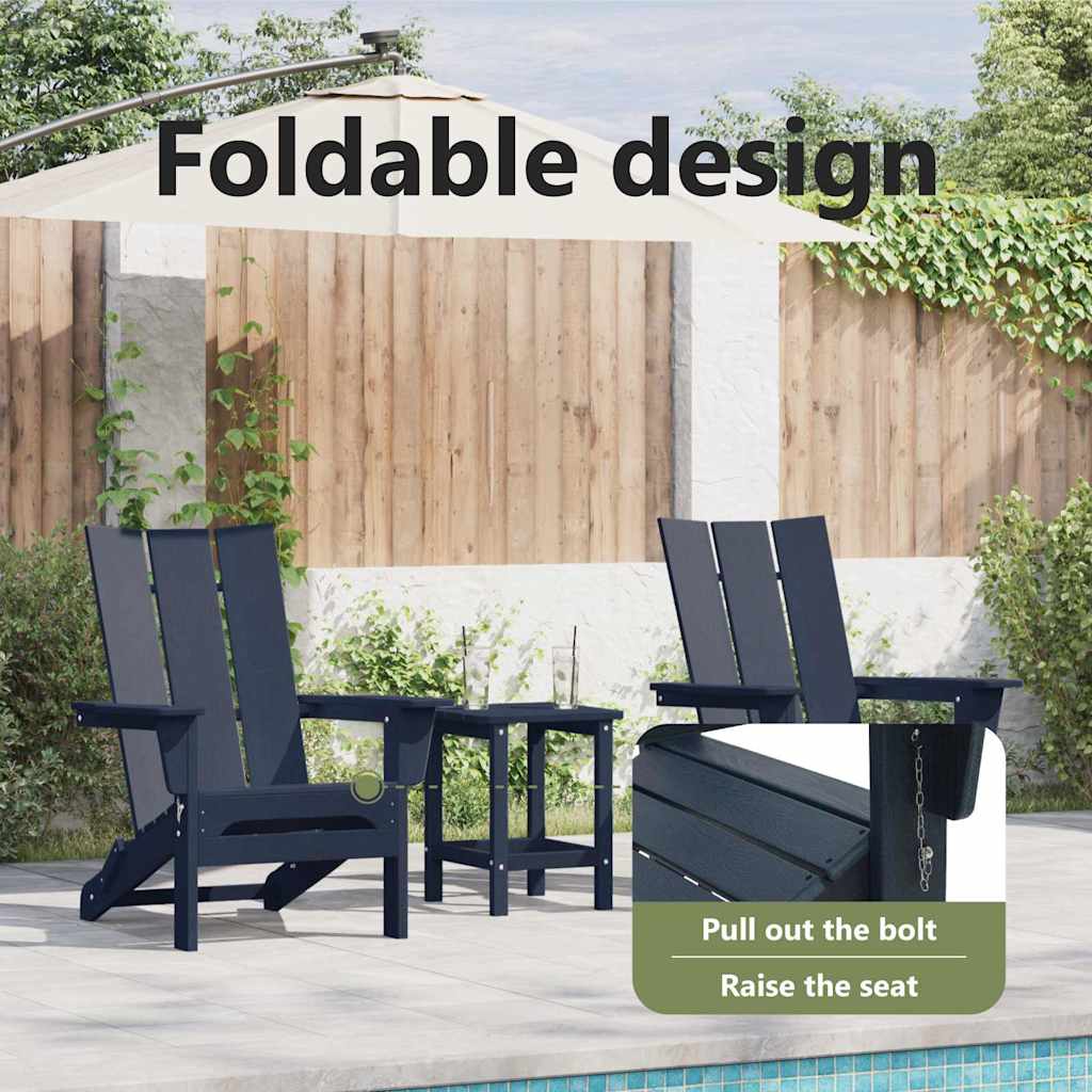 Garden Chair 3 pcs Navy 80.5 x 74.5 x 92 cm Polyethylene