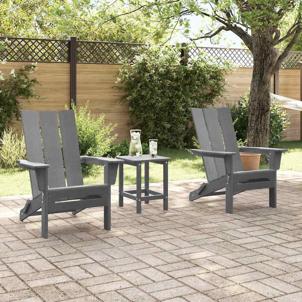 Garden Chair 3 pcs Light Grey 80.5 x 74.5 x 92 cm Polyethylene