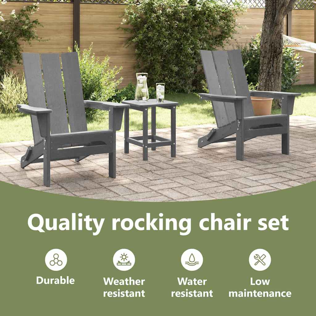 Garden Chair 3 pcs Light Grey 80.5 x 74.5 x 92 cm Polyethylene