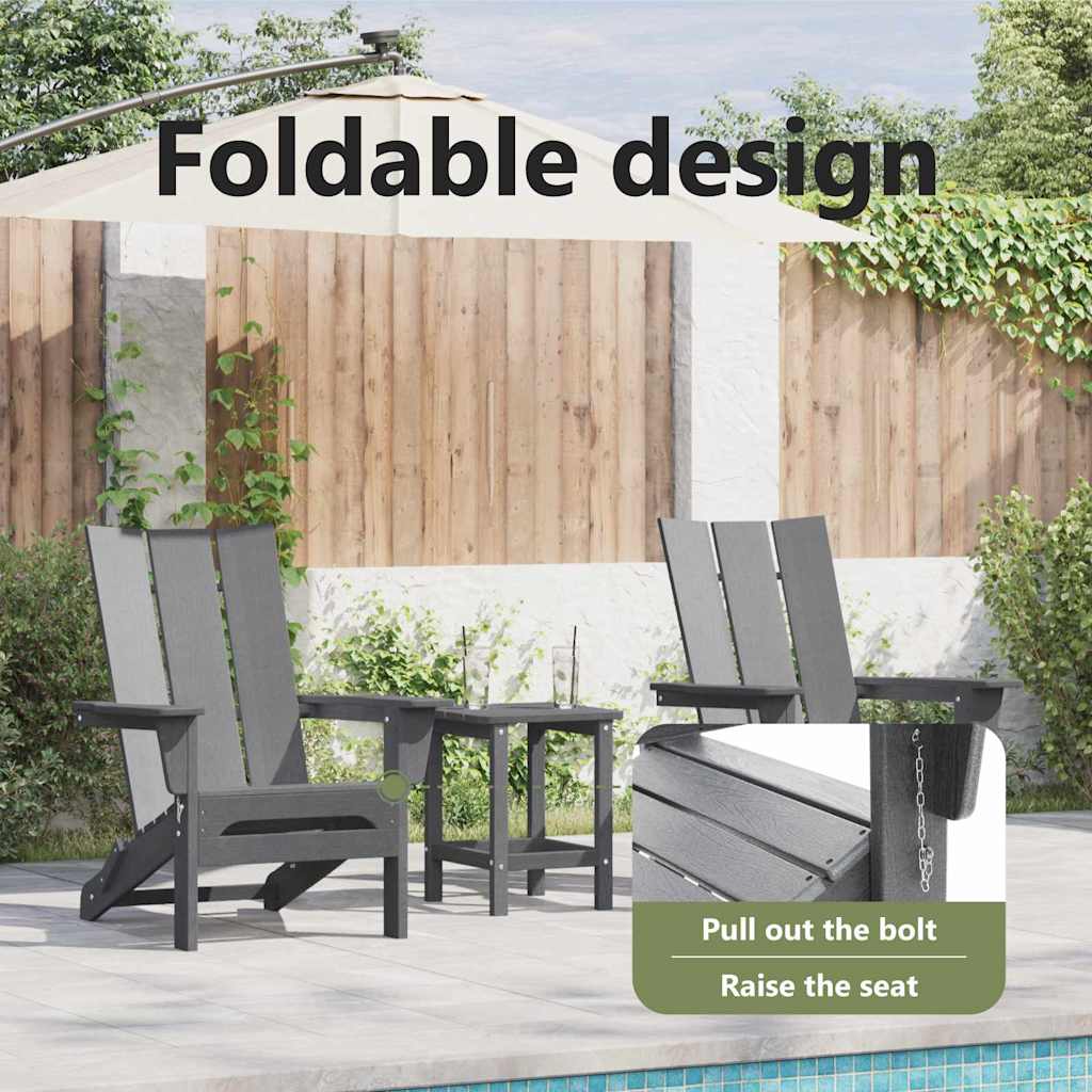 Garden Chair 3 pcs Light Grey 80.5 x 74.5 x 92 cm Polyethylene
