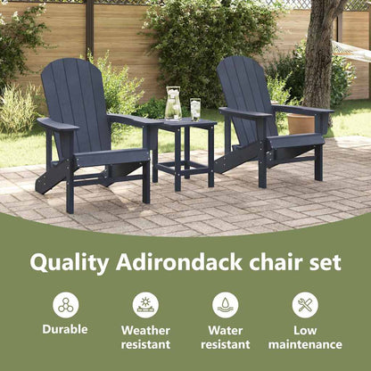 Garden Chair 3 pcs Navy Polyethylene