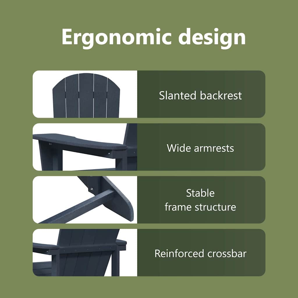 Garden Chair 3 pcs Navy Polyethylene