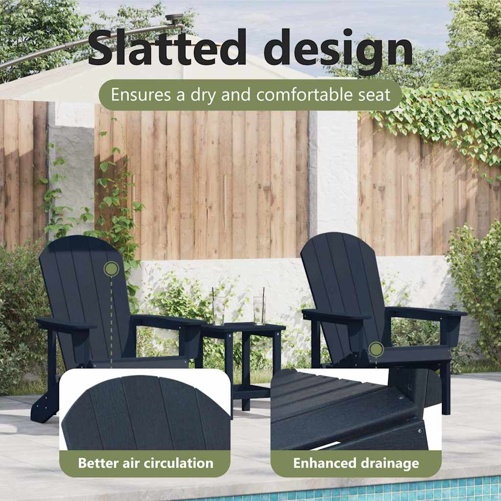 Garden Chair 3 pcs Navy Polyethylene