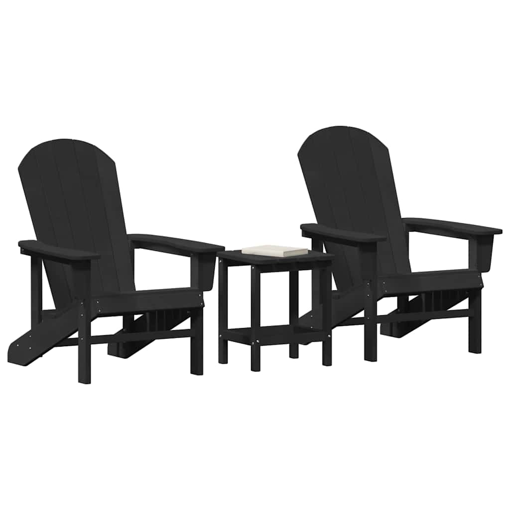 Garden Chair 3 pcs Black Polyethylene