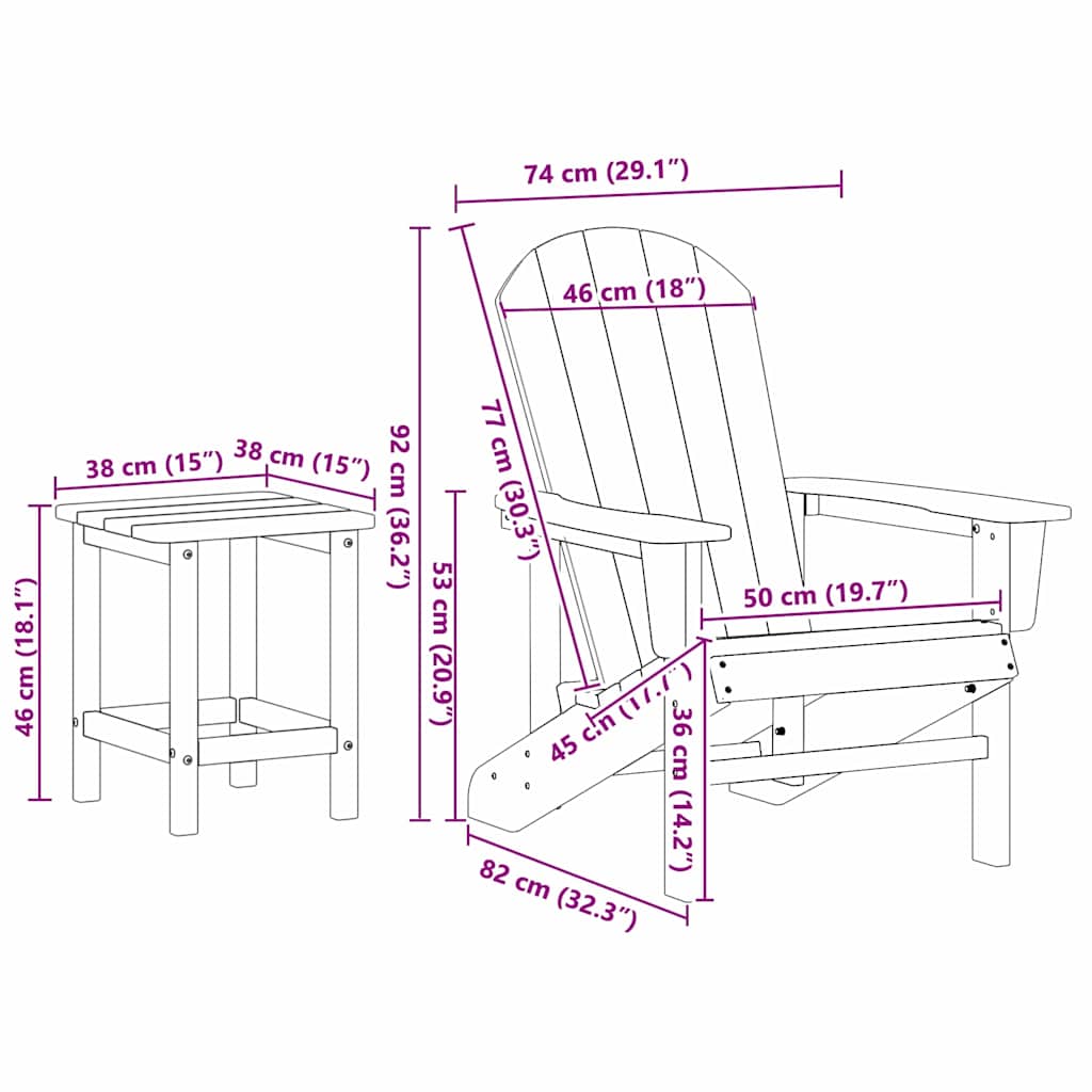 Garden Chair 3 pcs Black Polyethylene