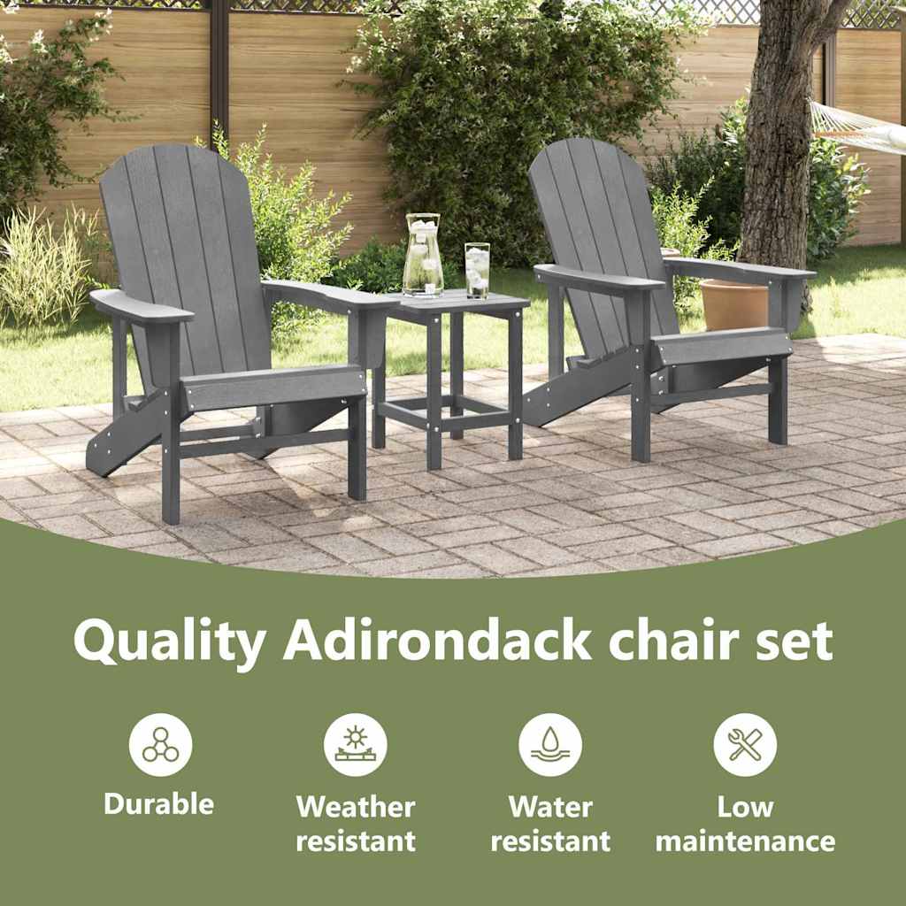 Garden Chair 3 pcs Light Grey Polyethylene