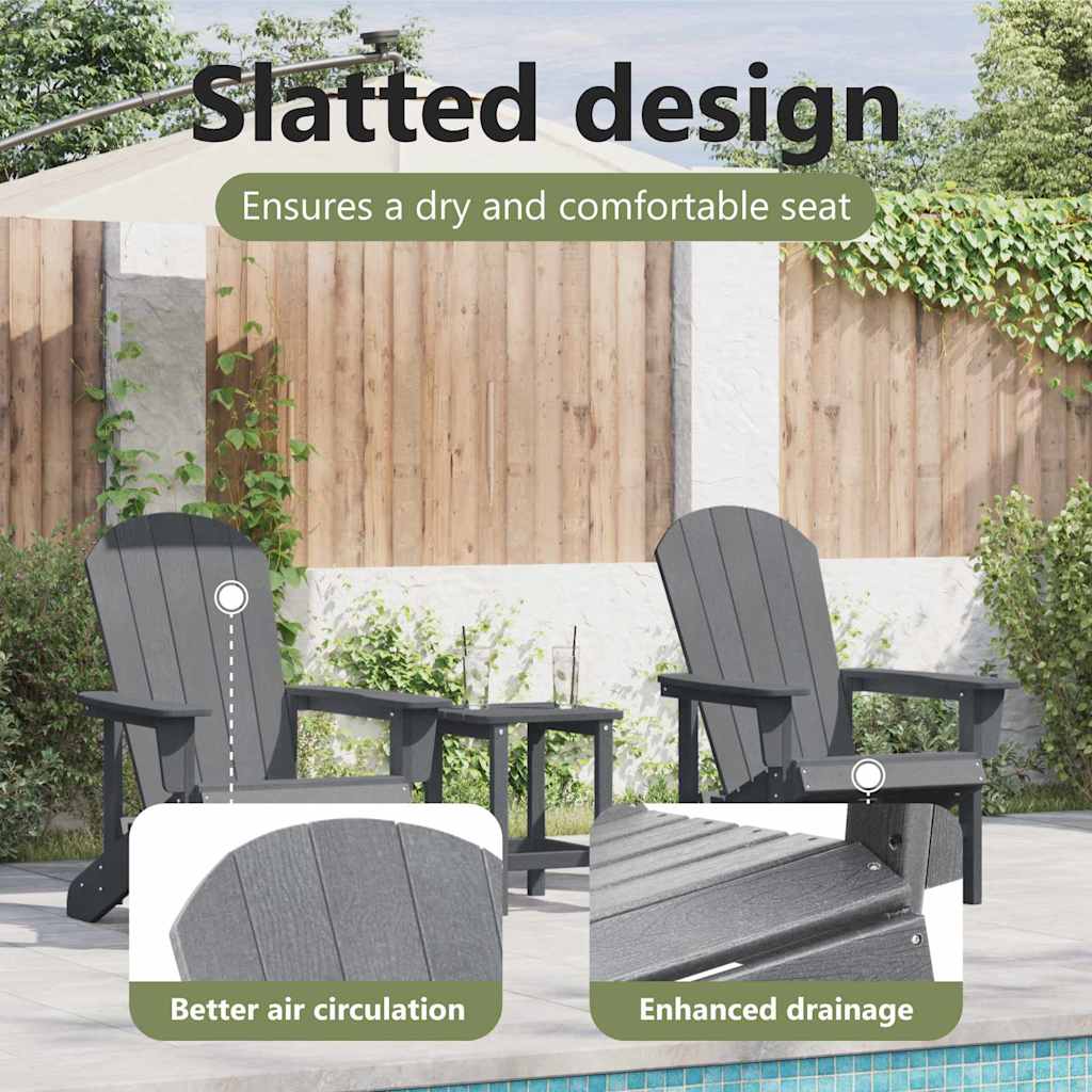 Garden Chair 3 pcs Light Grey Polyethylene