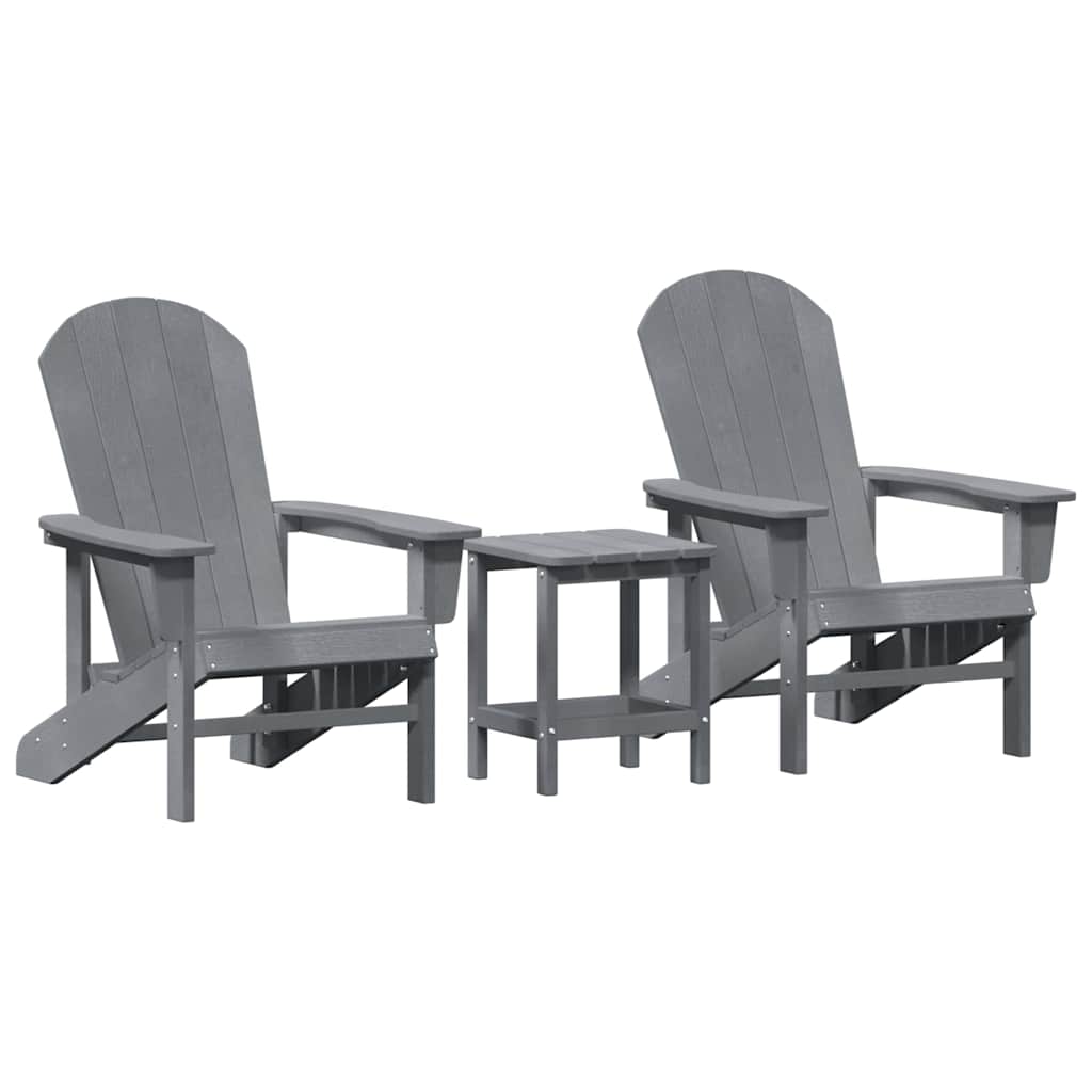 Garden Chair 3 pcs Light Grey Polyethylene