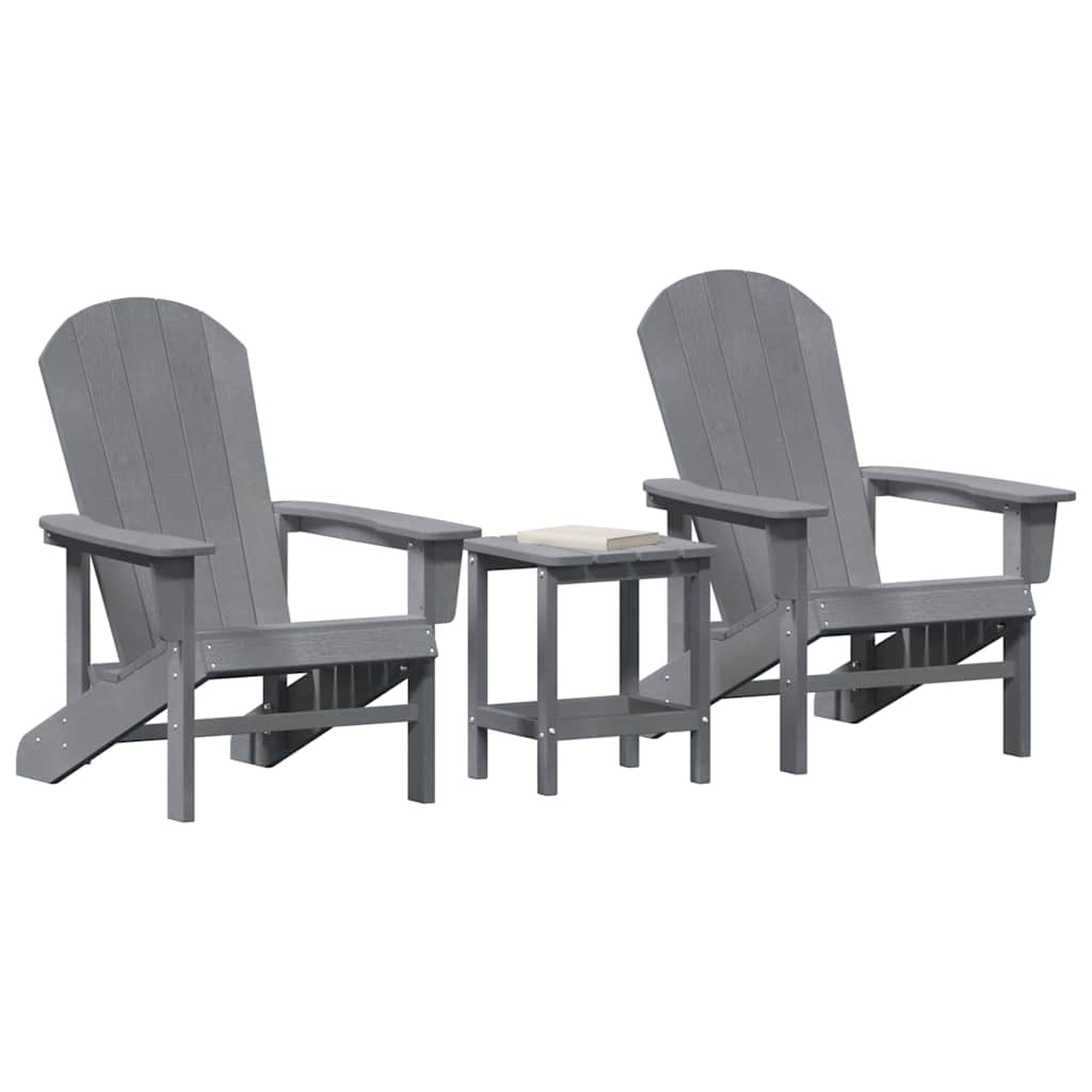 Garden Chair 3 pcs Light Grey Polyethylene