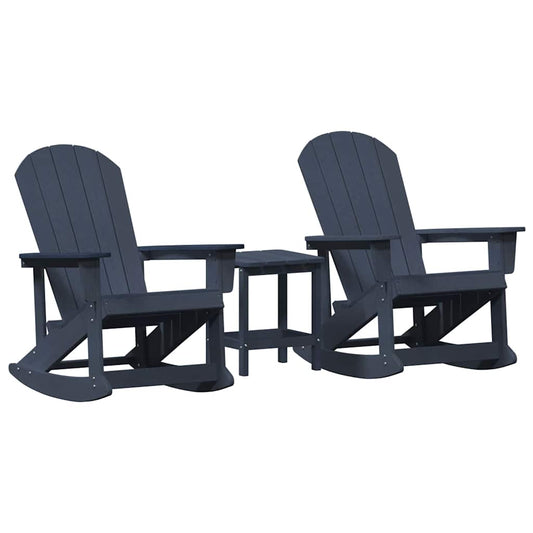 Garden Lounge Set 3 pcs Navy Blue HDPE