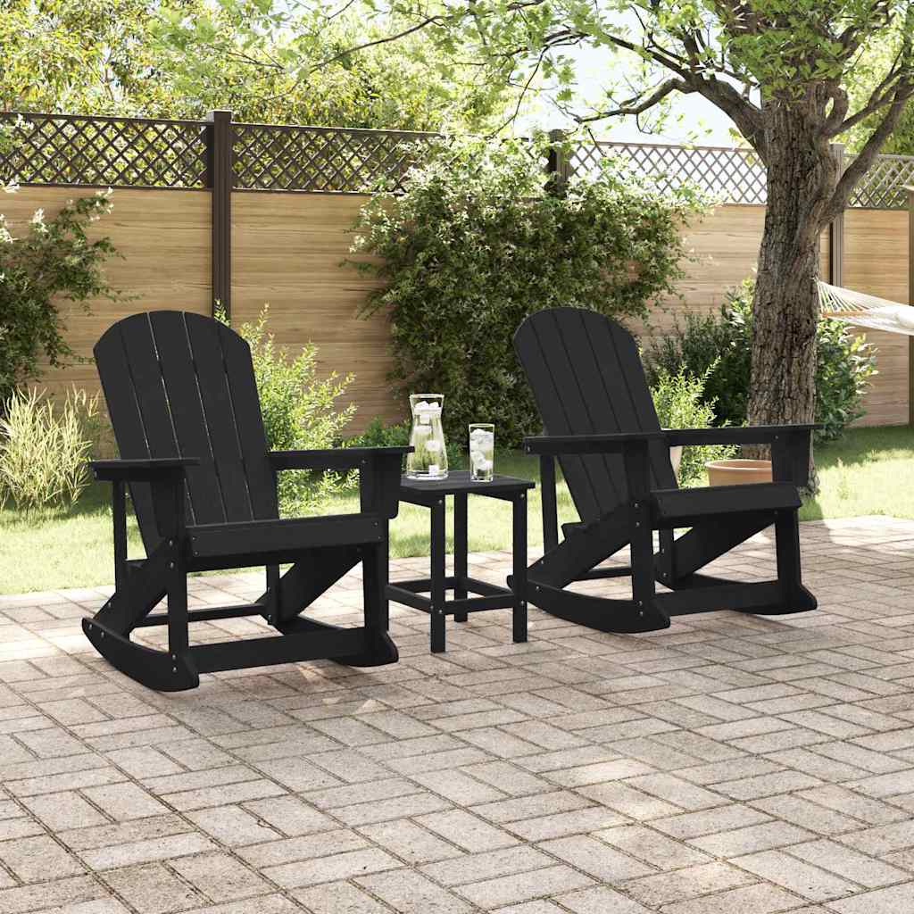Garden Lounge Set 3 pcs Black HDPE