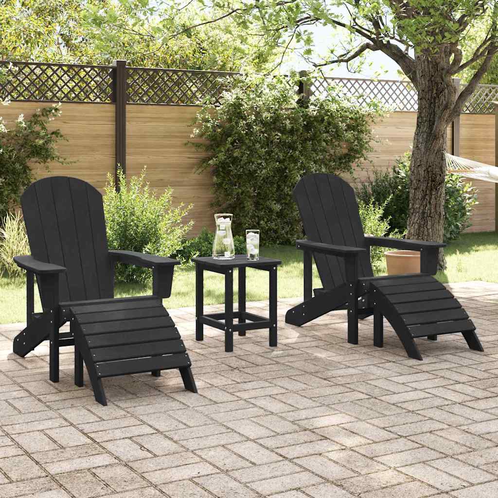 Garden Chair 3 pcs Black Polyethylene