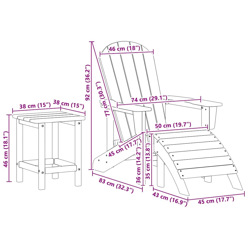 Garden Chair 3 pcs Black Polyethylene