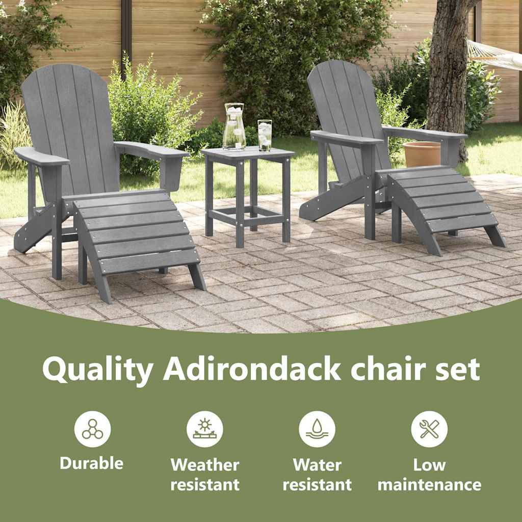 Garden Chair 3 pcs Light Grey Polyethylene