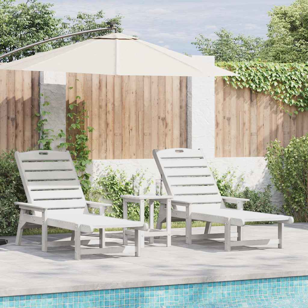 Sun Lounger 2 pcs White 195.5 x 53 x 98.5 cm Polyethylene