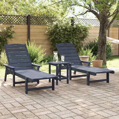 Sun Lounger 2 pcs Navy 195.5 x 53 x 98.5 cm Polyethylene