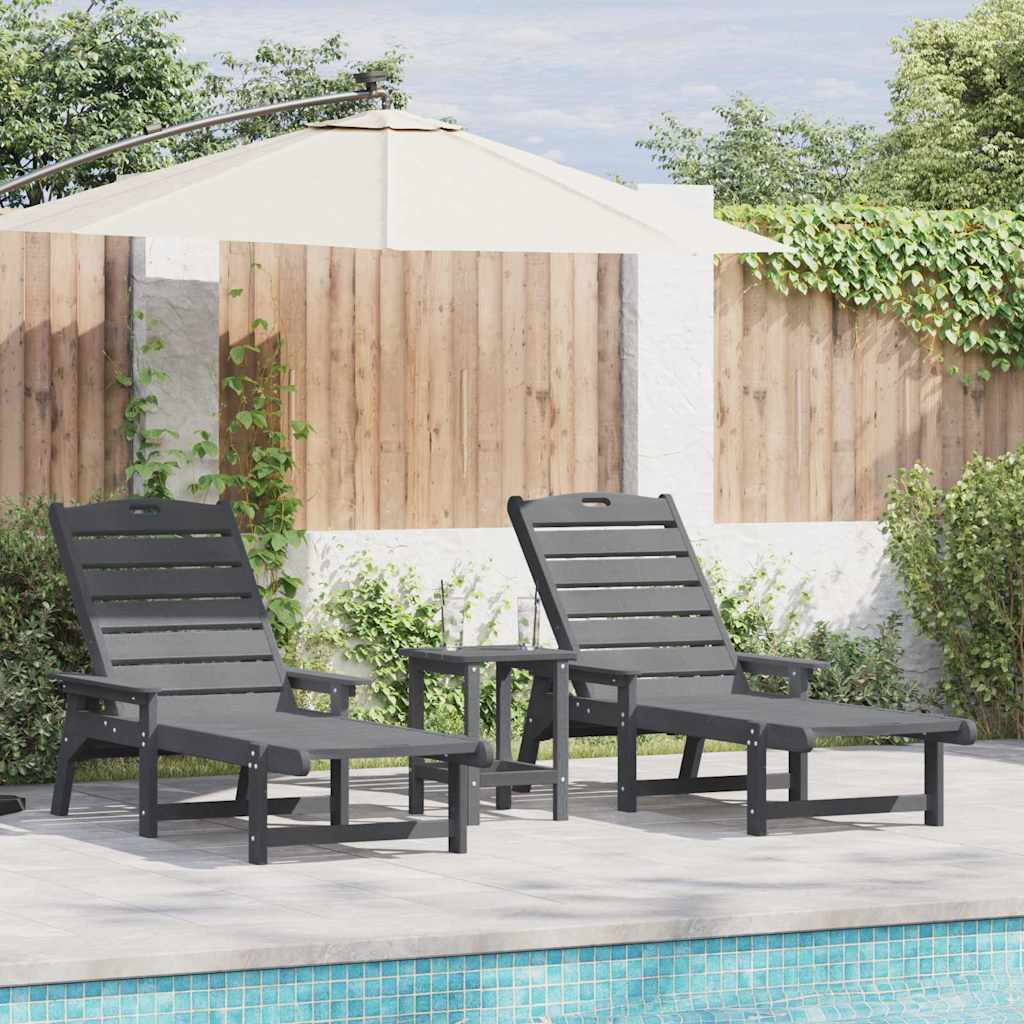 Sun Lounger 2 pcs Light Grey 195.5 x 53 x 98.5 cm Polyethylene