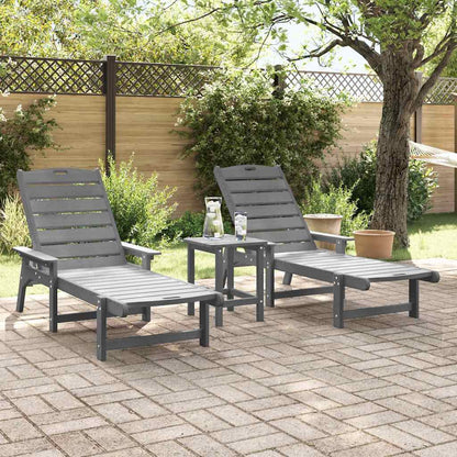 Sun Lounger 2 pcs Light Grey 195.5 x 53 x 98.5 cm Polyethylene