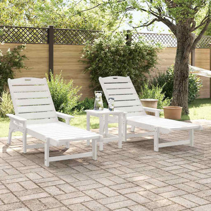 Sun Lounger Reclining 3 pcs White Polyethylene