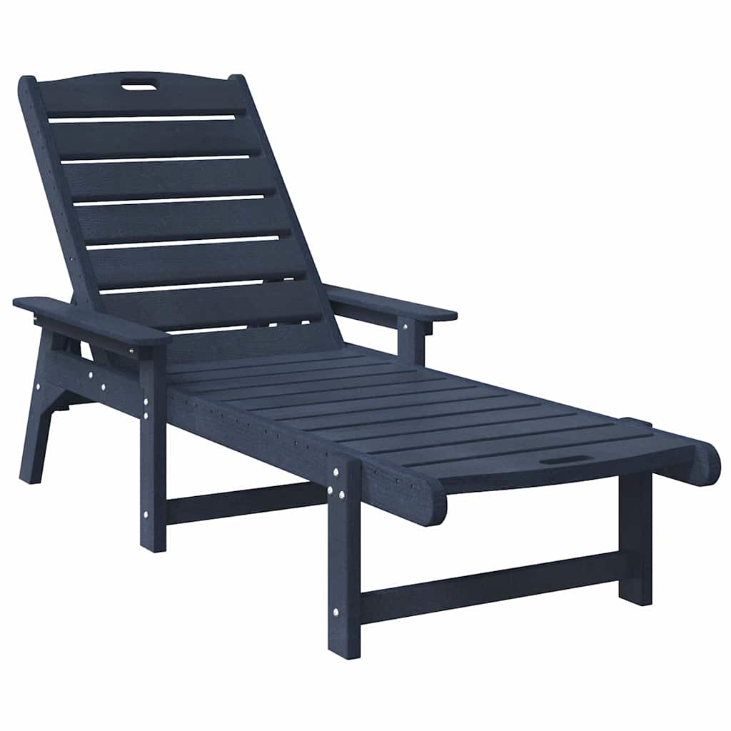 Sun Lounger Reclining 3 pcs Navy Polyethylene