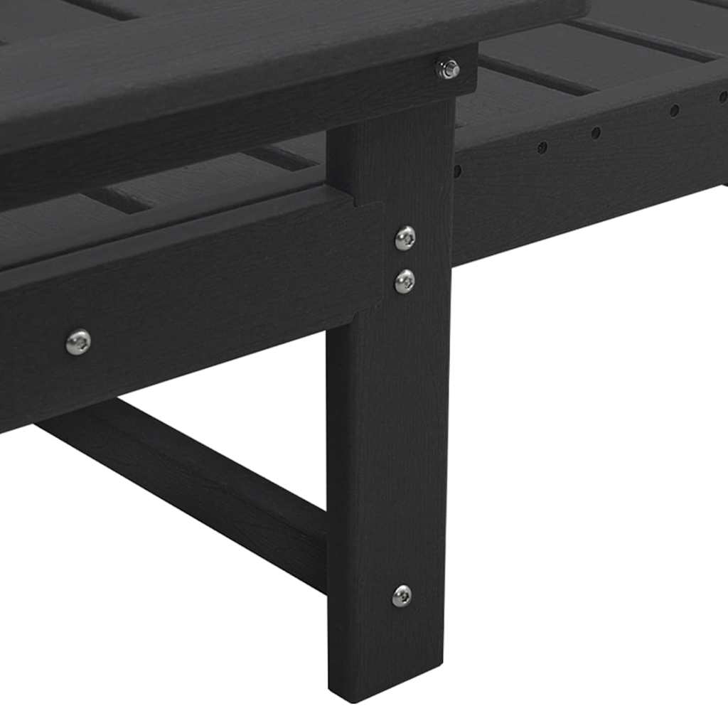 Sun Lounger Reclining 3 pcs Black Polyethylene