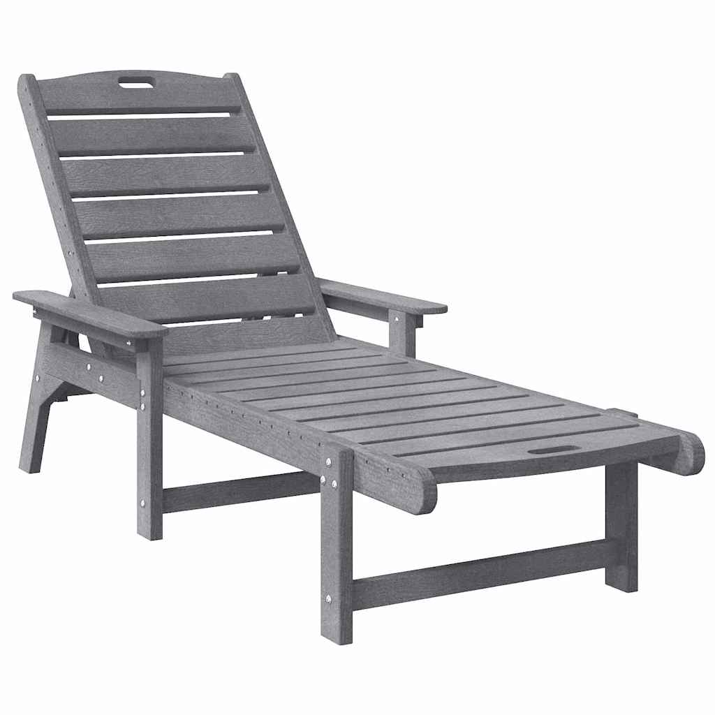 Sun Lounger Reclining 3 pcs Light Grey Polyethylene