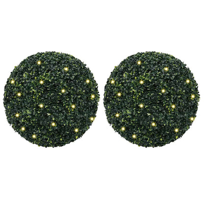 Artificial Boxwood Balls with LED Lights 2 pcs Green 52 cm