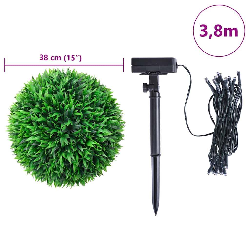 Elegant Artificial Boxwood Balls with LED Lights 2 pcs Green 38 cm in a decorative setting, perfect for creating a cosy atmosphere.