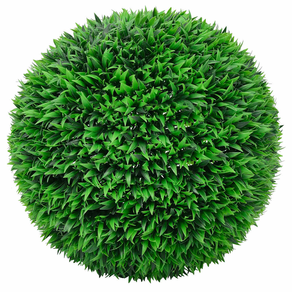 Close-up view of Artificial Boxwood Balls with LED Lights 2 pcs Green 55 cm, highlighting the realistic polyethylene material and warm white LED lights.