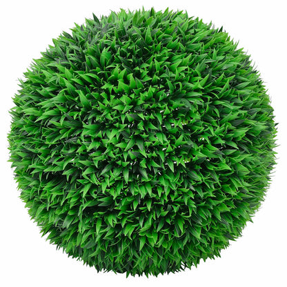 Close-up view of Artificial Boxwood Balls with LED Lights 2 pcs Green 55 cm, highlighting the realistic polyethylene material and warm white LED lights.