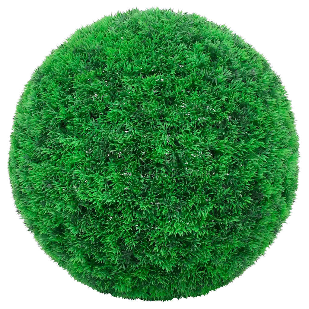 Set of 2 Artificial Boxwood Balls with Solar-Powered LED Lights, 52 cm in green, perfect for brightening up gardens, patios, and living spaces.